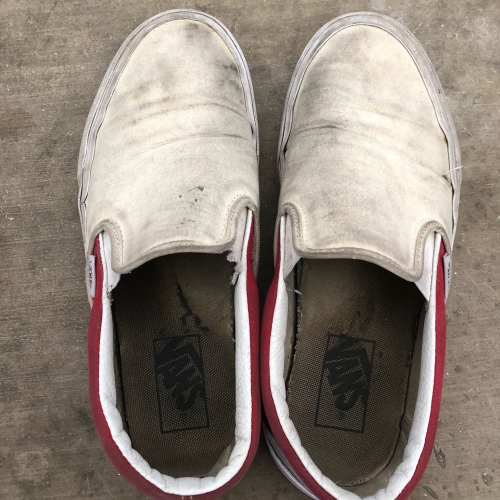 Red checkered vans slides